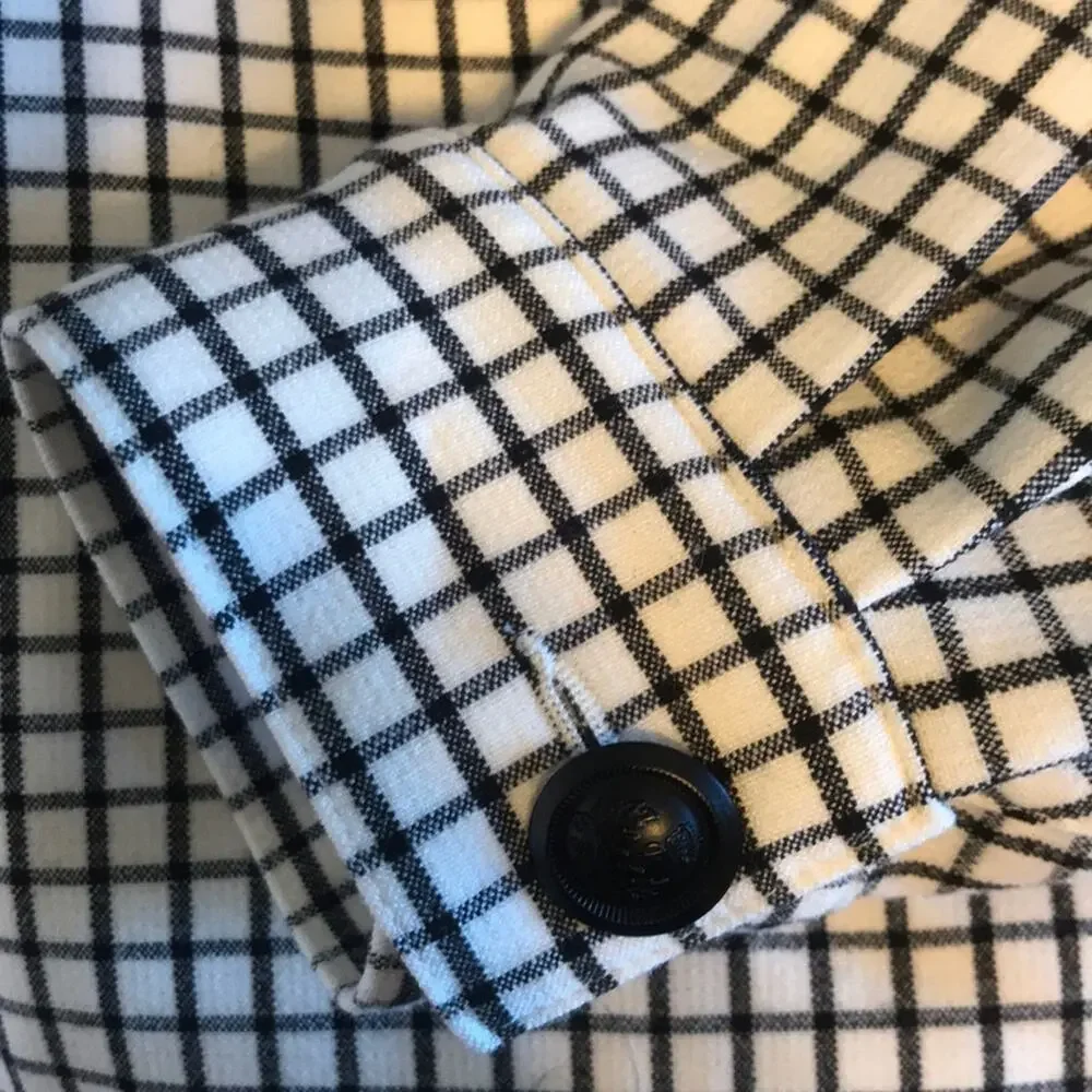 CAbi Windowpane Jacket Unlined Asymmetrical Front Black White #3173 Women's XS